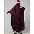 Long cuff ready to wear Jilbab in one piece- Wine